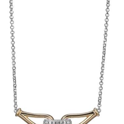 Elegant necklace with a modern geometric pendant design.