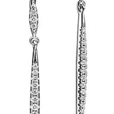 Elegant silver earrings with intricate patterns and dangling design.