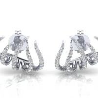 Elegant silver octopus-shaped earrings with stud backs on white background.
