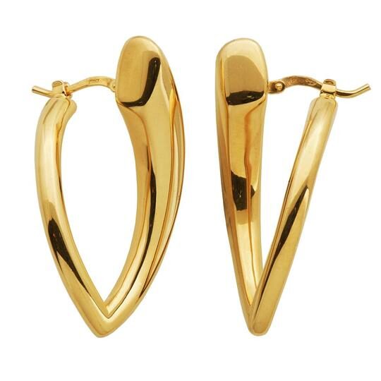 Elegant gold heart-shaped hoop earrings with a smooth finish.