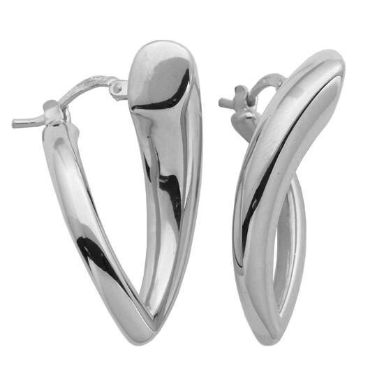 Elegant silver twisted hoop earrings with a polished finish.