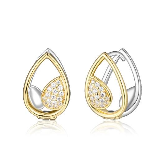 Elegant teardrop earrings with gold accents and sparkling stones.