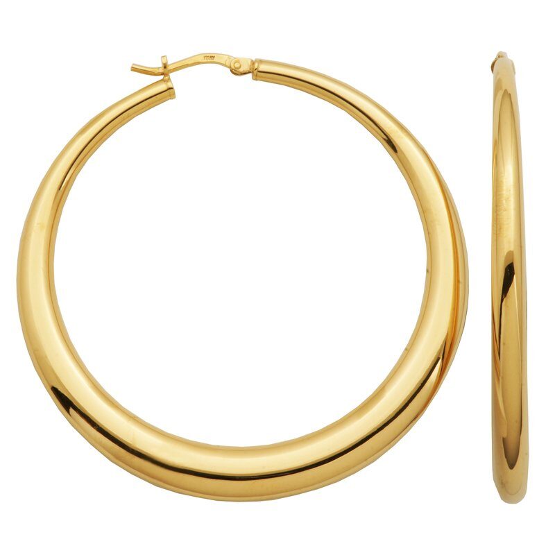Elegant gold hoop earrings with a smooth finish.