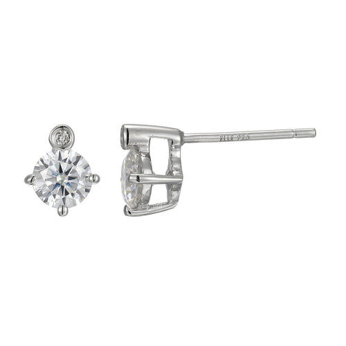 Elegant solitaire diamond stud earrings with prong setting.