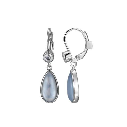Elegant silver earrings with teardrop-shaped pearls.