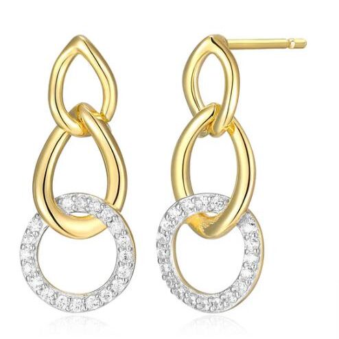 Elegant gold and diamond hoop earrings with interlocking loops.