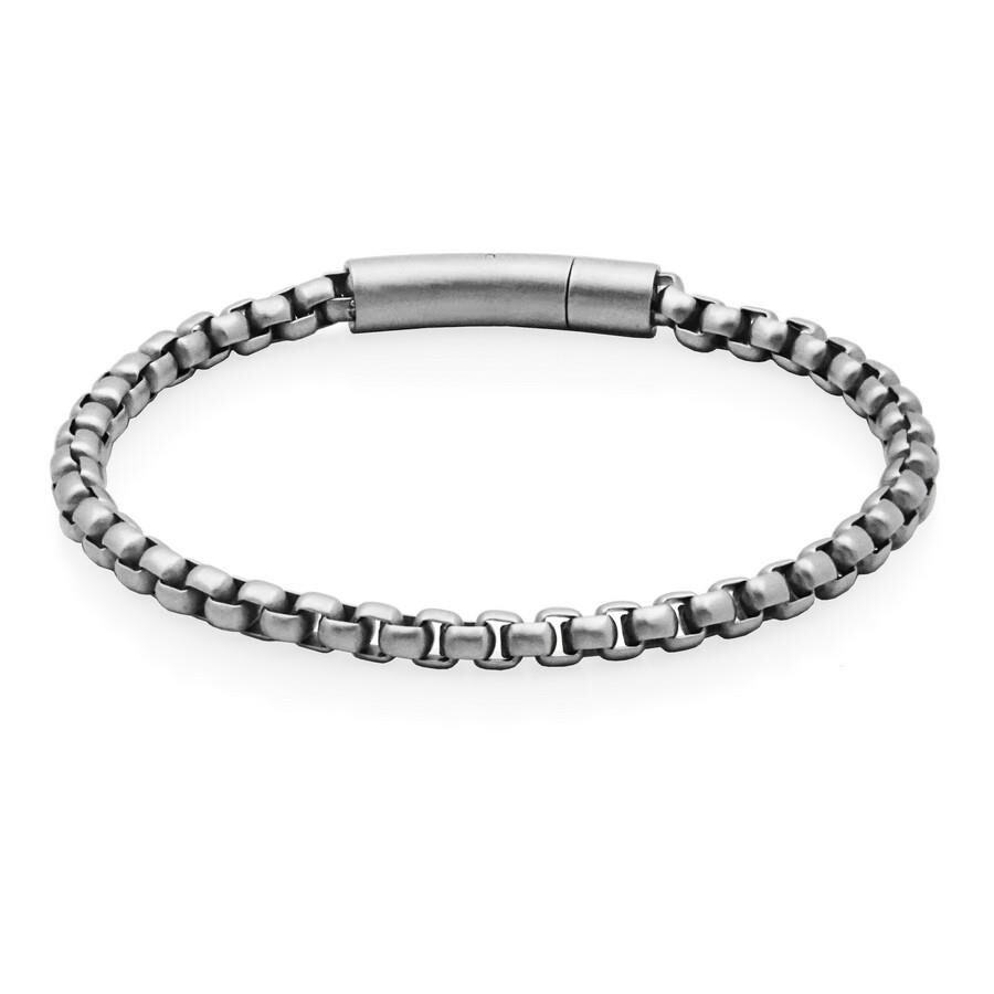 Sleek silver chain bracelet with a polished clasp.