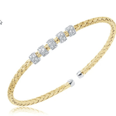 Elegant gold bracelet with sparkling diamond accents.