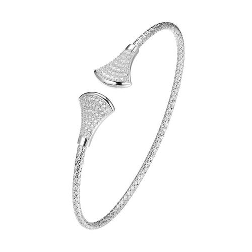 Elegant silver bracelet with horn-shaped ends.