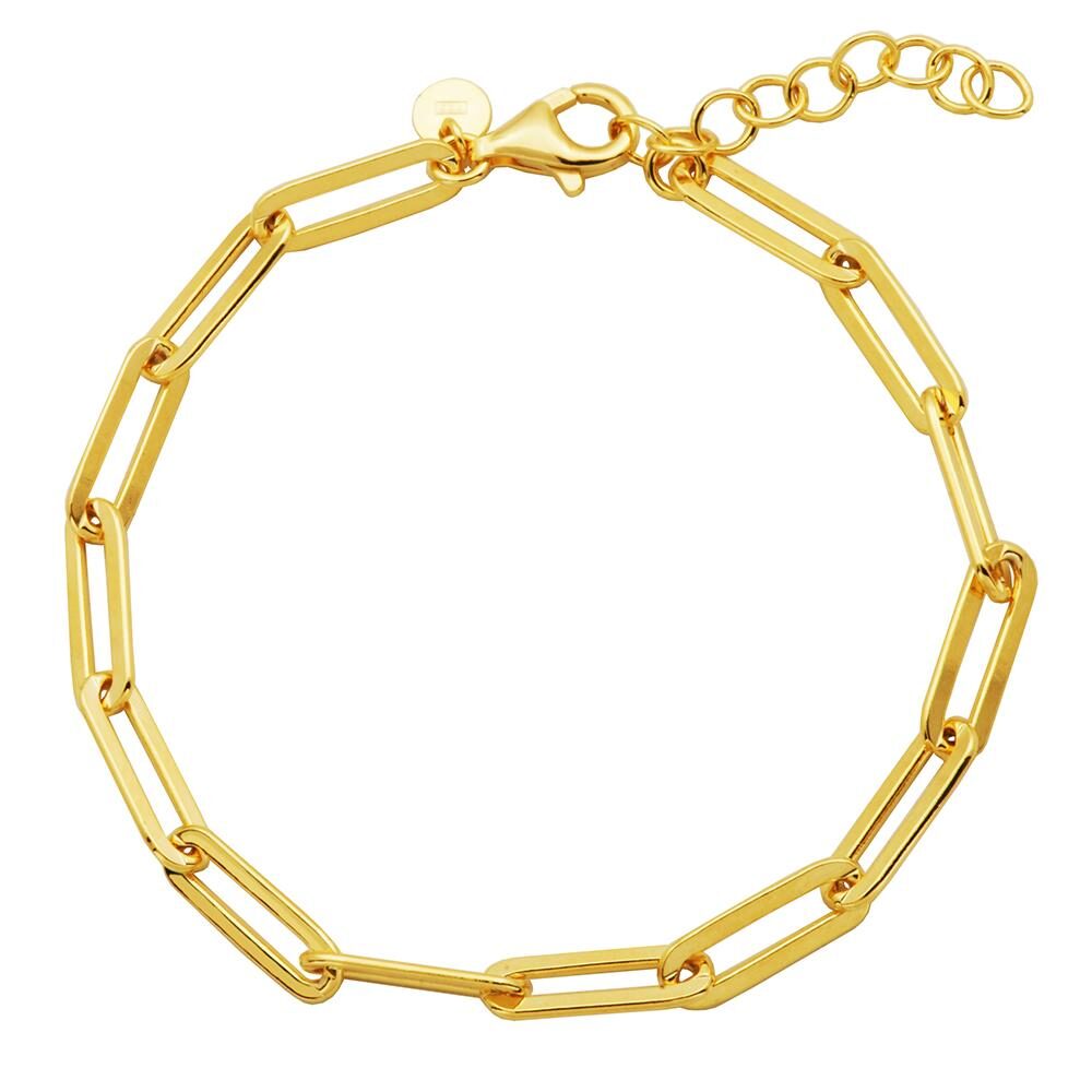 Elegant gold chain bracelet with elongated links.