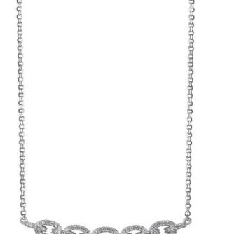 Silver chain necklace with a simple loop design.