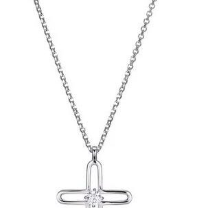 Elegant silver cross pendant necklace with a delicate chain.