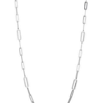 Elegant silver chain necklace with elongated links.