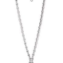 Elegant silver necklace with a sparkling pendant.