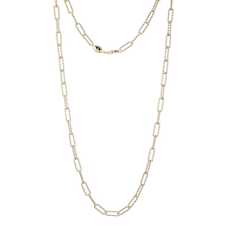 Elegant two-layered gold chain necklace with varying link sizes.