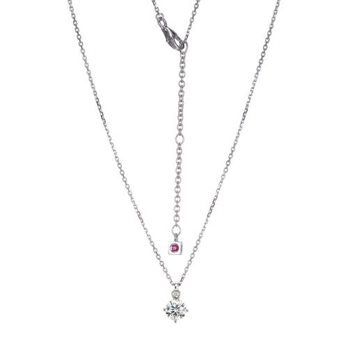 Elegant silver necklace with dual chains and delicate pendants.
