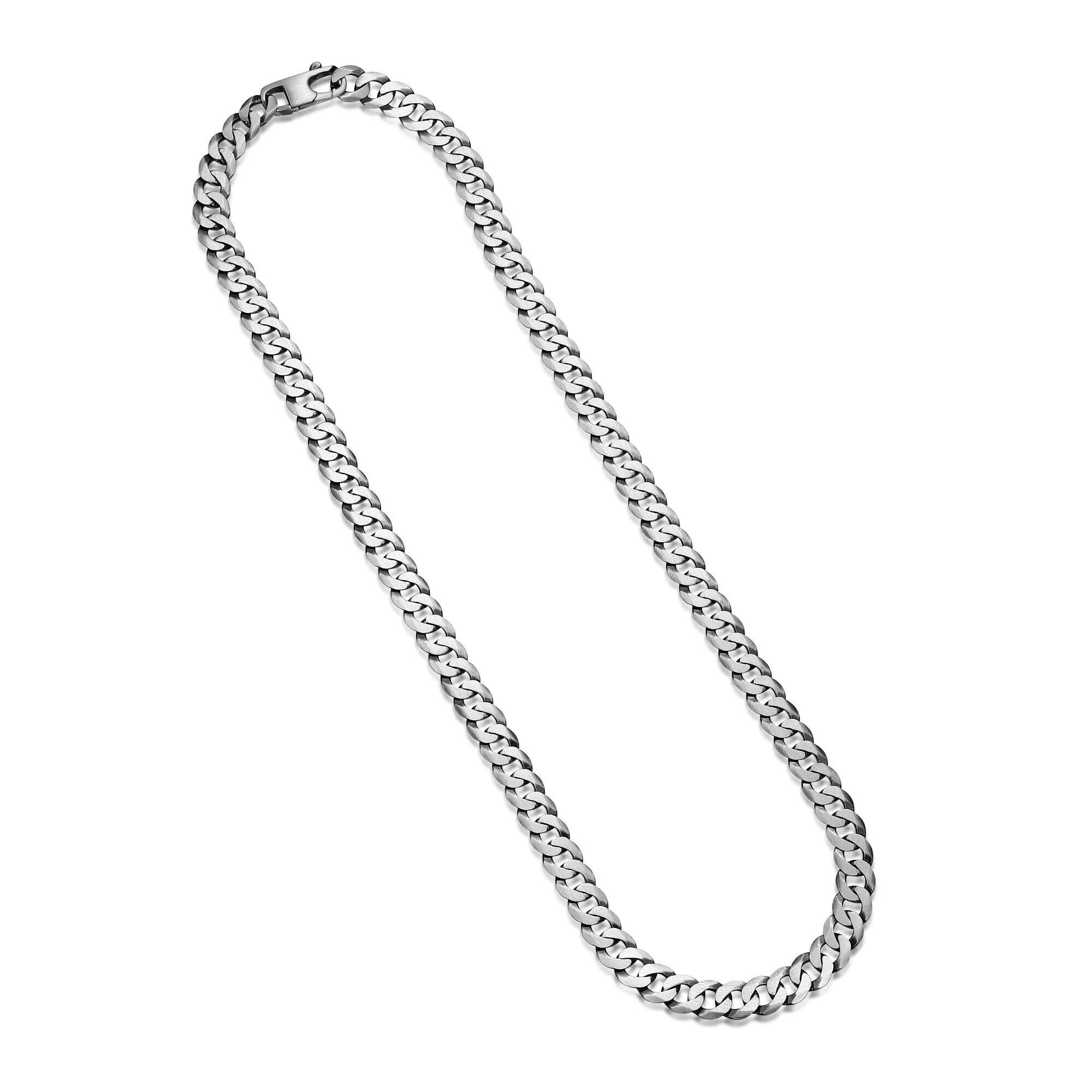Silver chain necklace with a classic link design.