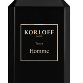 Black bottle of Korloff Pour Homme perfume.