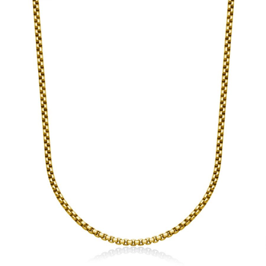 A simple gold chain necklace with a classic design.