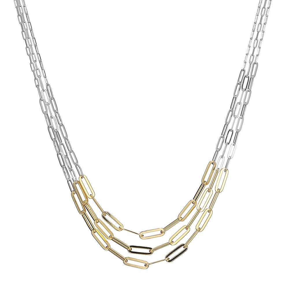Elegant two-tone chain necklace with gold and silver links.